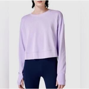 Sweaty Betty Sweatshirt Womens 12 Purple After Class Cropped Pullover Athletic